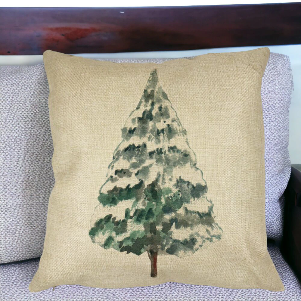 Perna Decorativa cu tematica de Craciun, Brad 2, 40x40 cm, Husa Detasabila, Burduf 14 Husa Detasabila