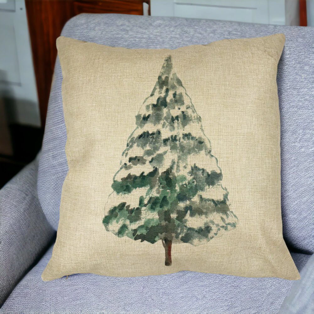 Perna Decorativa cu tematica de Craciun, Brad 2, 40x40 cm, Husa Detasabila, Burduf 15 Burduf