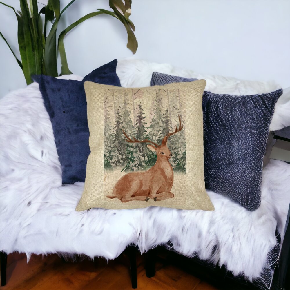 Perna Decorativa cu tematica de Craciun, Cerb, 40x40 cm, Husa Detasabila, Burduf 16 Perna Decorativa cu tematica de Craciun Cerb 40x40 cm Husa Detasabila Burduf bsc0441 5
