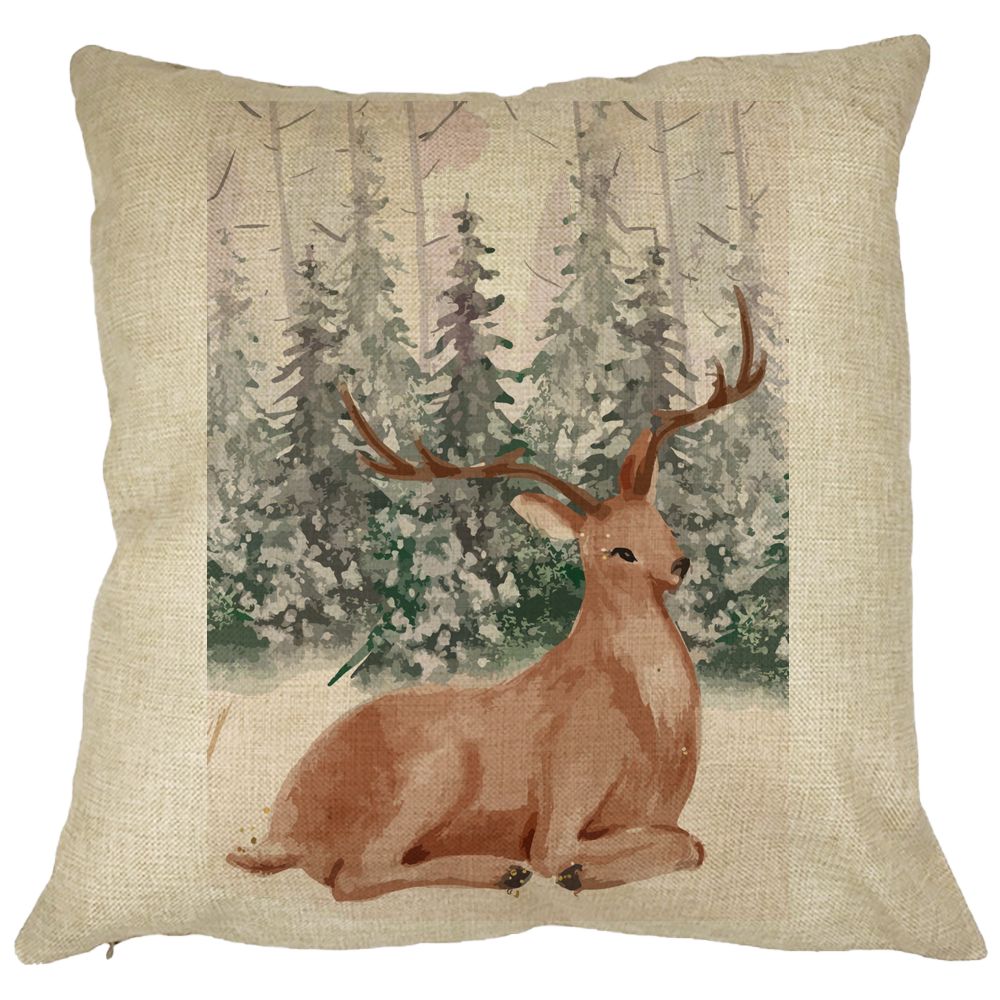 Perna Decorativa cu tematica de Craciun, Cerb, 40x40 cm, Husa Detasabila, Burduf 13 Perna Decorativa cu tematica de Craciun