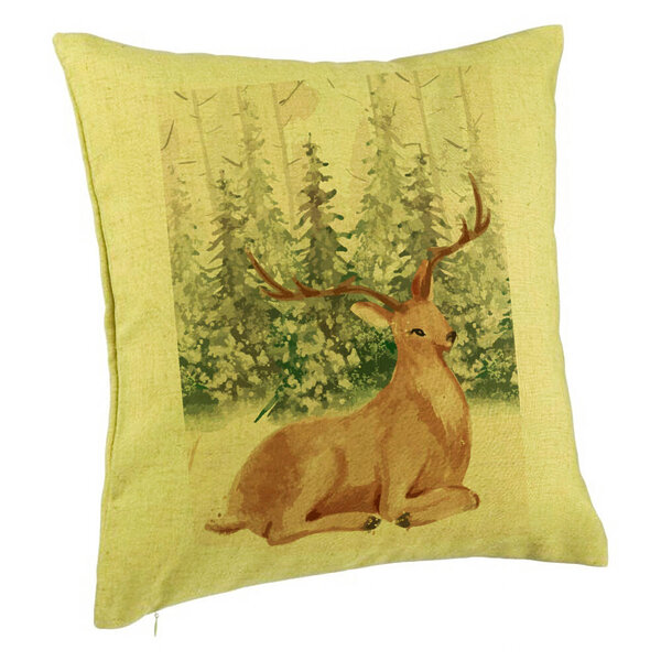 Perna Decorativa cu tematica de Craciun, Cerb, 40x40 cm, Verde, Husa Detasabila, Burduf 5 Perna Decorativa cu tematica de Craciun