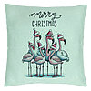 Perna Decorativa cu tematica de Craciun, Flamingo si Text, 40x40 cm, Verde Menta, Husa Detasabila, Burduf 22 Perna Decorativa cu tematica de Craciun