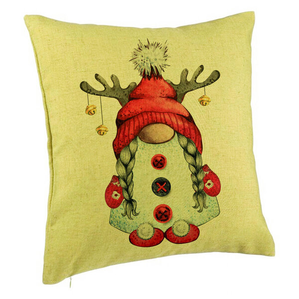 Perna Decorativa cu tematica de Craciun, Gnom 2, 40x40 cm, Verde, Husa Detasabila, Burduf 5 Perna Decorativa cu tematica de Craciun