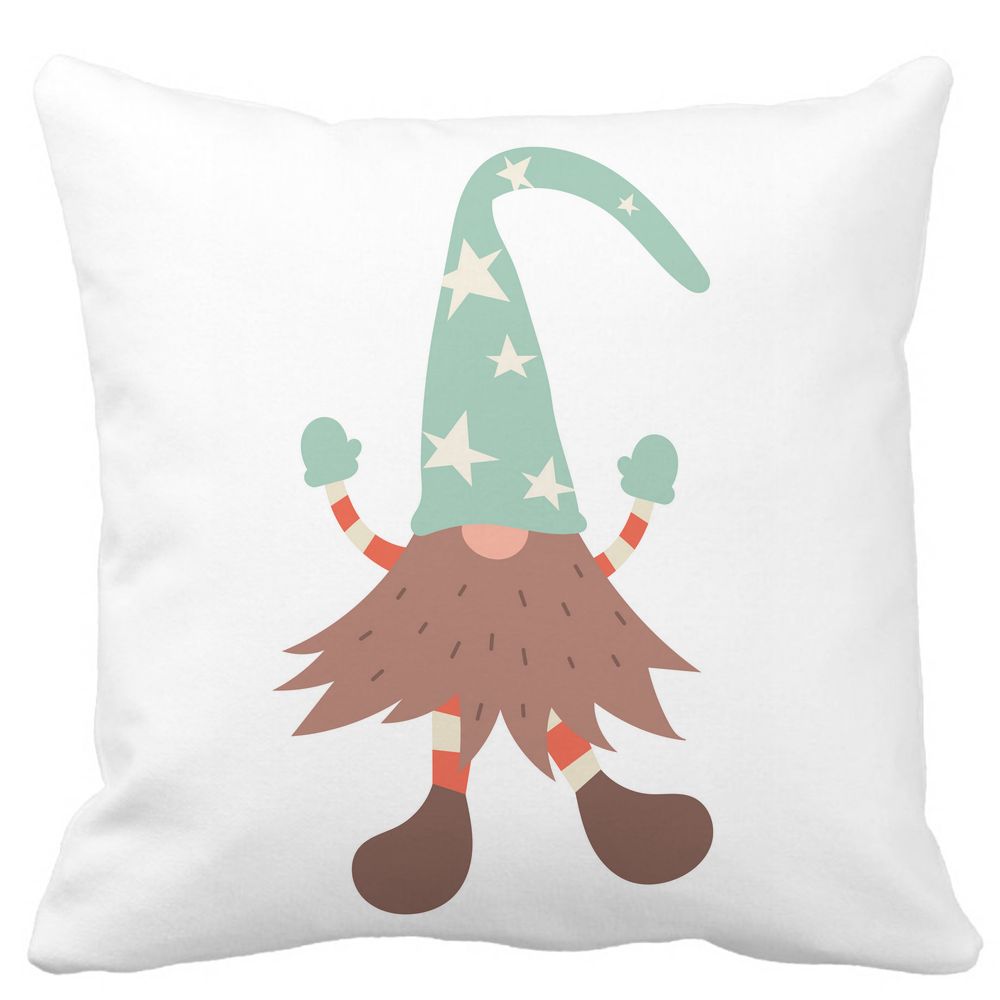 Perna Decorativa cu tematica de Craciun, Gnom 3 40x40 cm, Alba, Mata, Husa Detasabila, Burduf 3 Perna Decorativa cu tematica de Craciun
