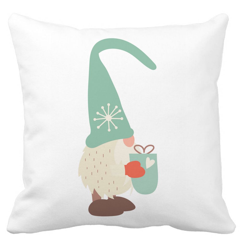 Perna Decorativa cu tematica de Craciun, Gnom 4, 40x40 cm, Alba, Mata, Husa Detasabila, Burduf 3 Perna Decorativa cu tematica de Craciun