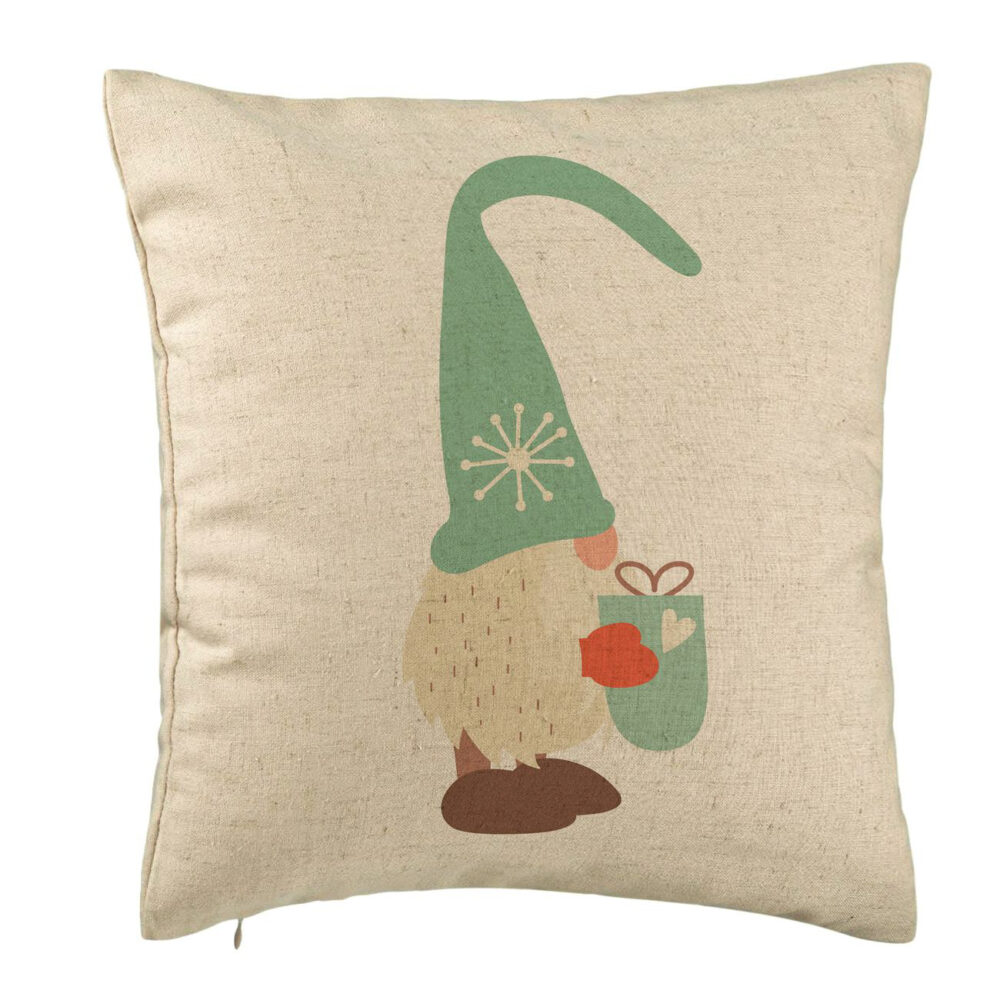 Perna Decorativa cu tematica de Craciun, Gnom 4, 40x40 cm, Bej, Husa Detasabila, Burduf 5 Perna Decorativa cu tematica de Craciun