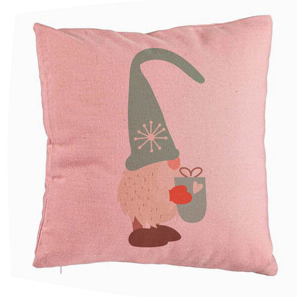 Perna Decorativa cu tematica de Craciun, Gnom 4, 40x40 cm, Roz, Husa Detasabila, Burduf 5 Perna Decorativa cu tematica de Craciun