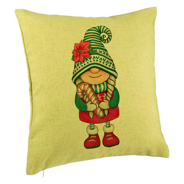 Perna Decorativa cu tematica de Craciun, Gnom 5, 40x40 cm, Verde, Husa Detasabila, Burduf 5 Perna Decorativa cu tematica de Craciun