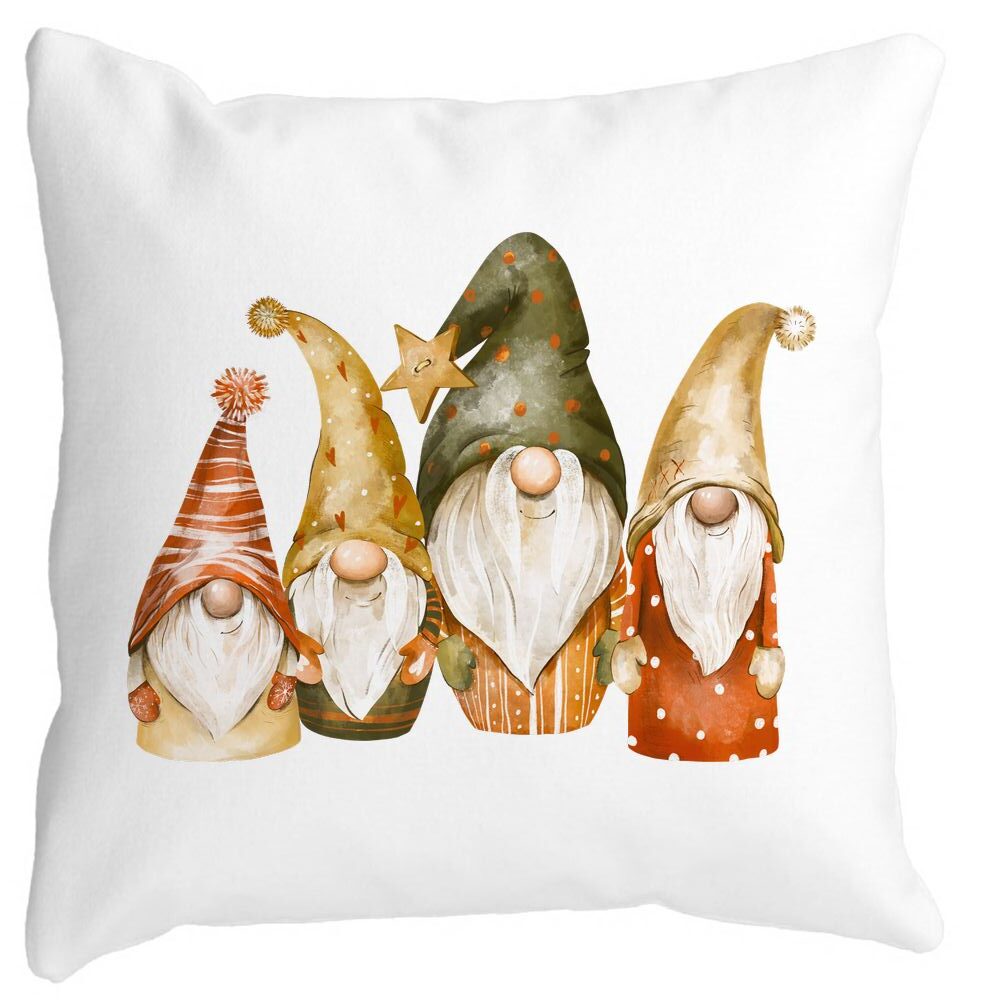 Perna Decorativa cu tematica de Craciun, Gnomi, 40x40 cm, Alba, Mata, Husa Detasabila, Burduf 11 Perna Decorativa cu tematica de Craciun
