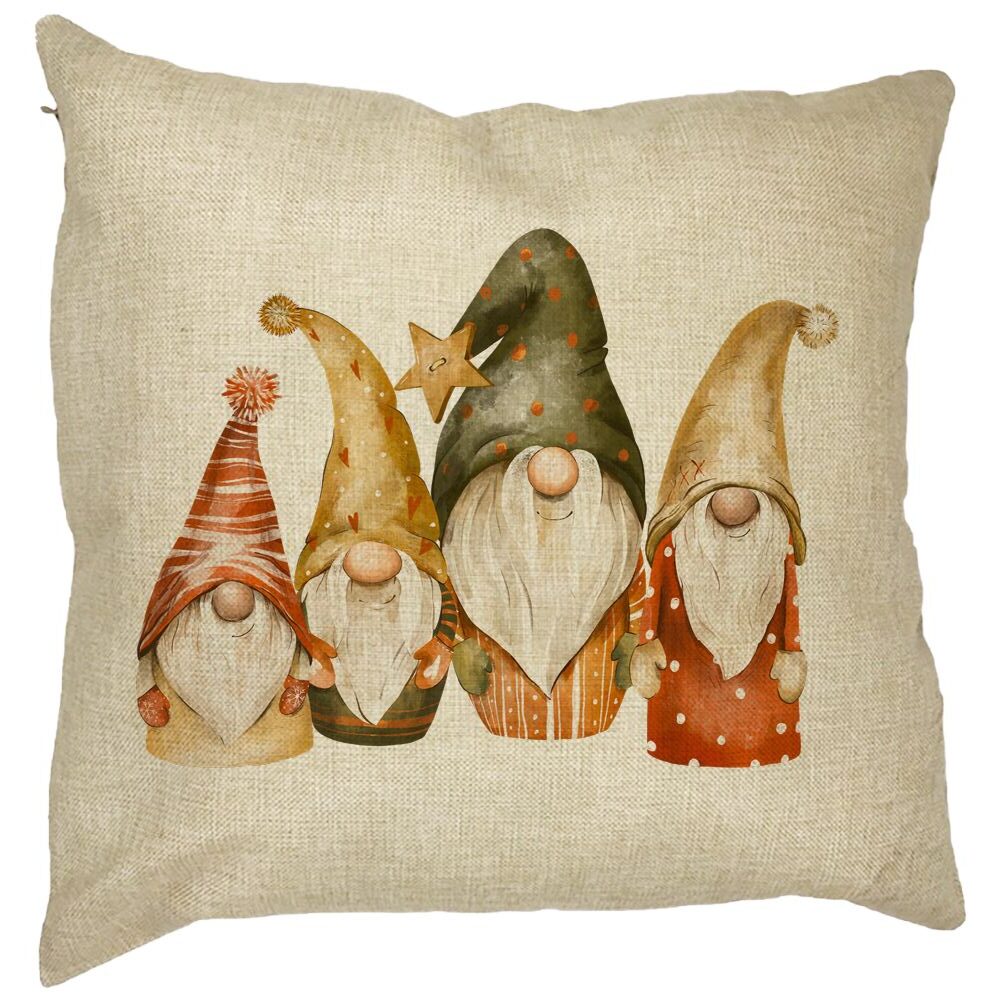 Perna Decorativa cu tematica de Craciun, Gnomi, 40x40 cm, Husa Detasabila, Burduf 21 Perna Decorativa cu tematica de Craciun
