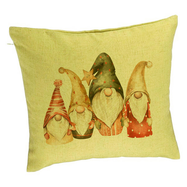 Perna Decorativa cu tematica de Craciun, Gnomi, 40x40 cm, Verde, Husa Detasabila, Burduf 5 Perna Decorativa cu tematica de Craciun