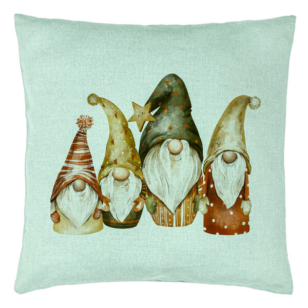 Perna Decorativa cu tematica de Craciun, Gnomi, 40x40 cm, Verde Menta, Husa Detasabila, Burduf 15 Perna Decorativa cu tematica de Craciun