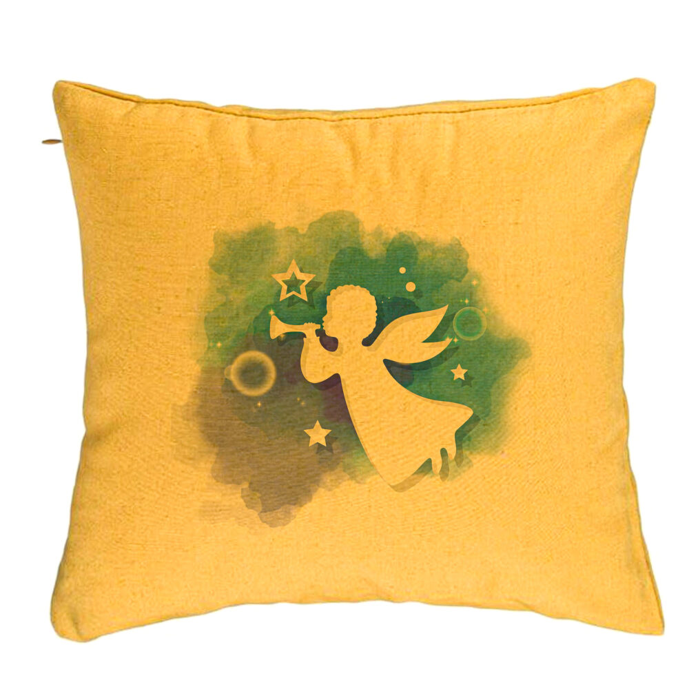 Perna Decorativa cu tematica de Craciun, Inger, 40x40 cm, Galben, Husa Detasabila, Burduf 5 Perna Decorativa cu tematica de Craciun