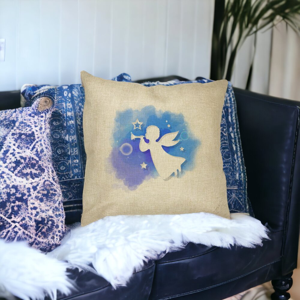 Perna Decorativa cu tematica de Craciun, Inger, 40x40 cm, Husa Detasabila, Burduf 14 Husa Detasabila