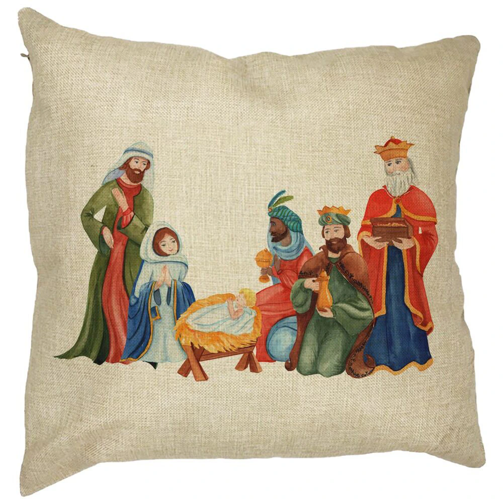 Perna Decorativa cu tematica de Craciun, Isus - Darul lui Dumnezeu, 40x40 cm, Husa Detasabila, Burduf 11 Perna Decorativa cu tematica de Craciun