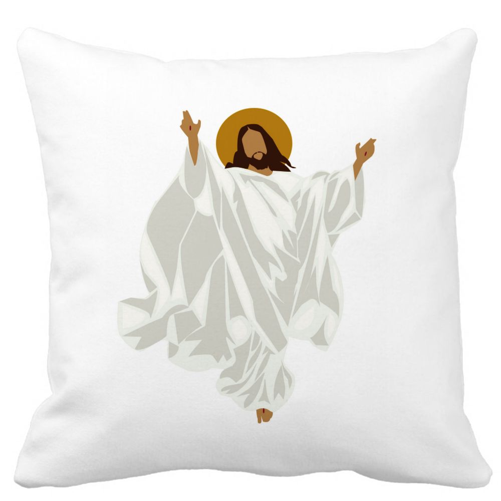Perna Decorativa cu tematica de Craciun, Isus Hristos, 40x40 cm, Alba, Mata, Husa Detasabila, Burduf 3 Perna Decorativa cu tematica de Craciun