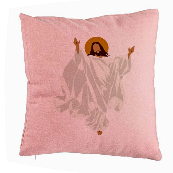 Perna Decorativa cu tematica de Craciun, Isus Hristos, 40x40 cm, Roz, Husa Detasabila, Burduf 5 Perna Decorativa cu tematica de Craciun