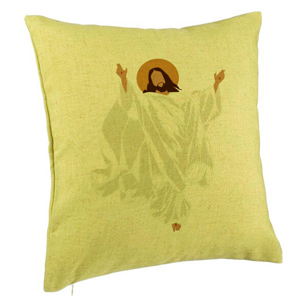 Perna Decorativa cu tematica de Craciun, Isus Hristos, 40x40 cm, Verde, Husa Detasabila, Burduf 5 Perna Decorativa cu tematica de Craciun