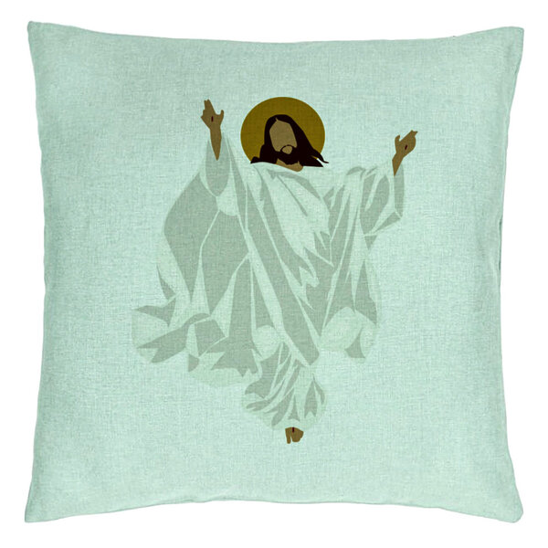 Perna Decorativa cu tematica de Craciun, Isus Hristos, 40x40 cm, Verde Menta, Husa Detasabila, Burduf 5 Perna Decorativa cu tematica de Craciun