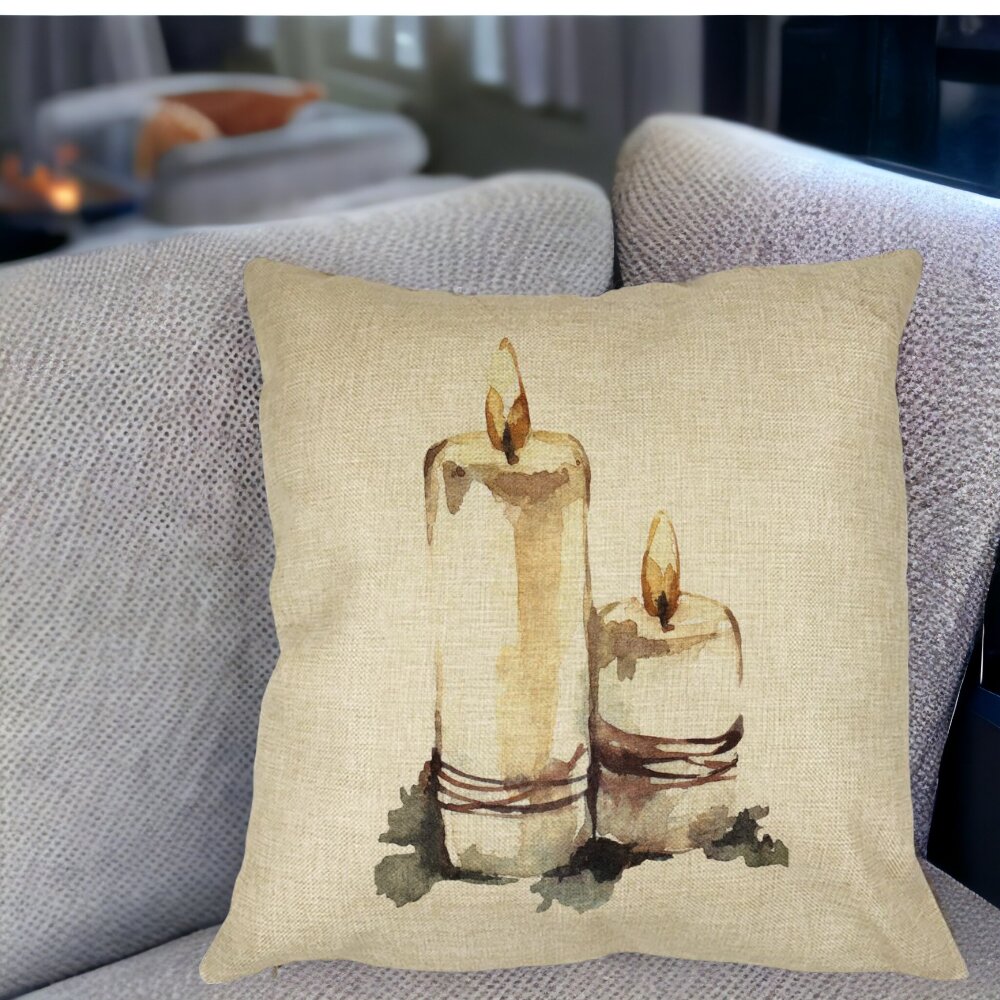 Perna Decorativa cu tematica de Craciun, Lumanari 1, 40x40 cm, Husa Detasabila, Burduf 14 Husa Detasabila