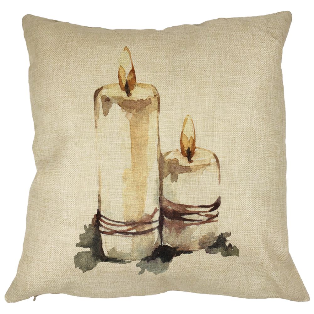 Perna Decorativa cu tematica de Craciun, Lumanari 1, 40x40 cm, Husa Detasabila, Burduf 13 Perna Decorativa cu tematica de Craciun