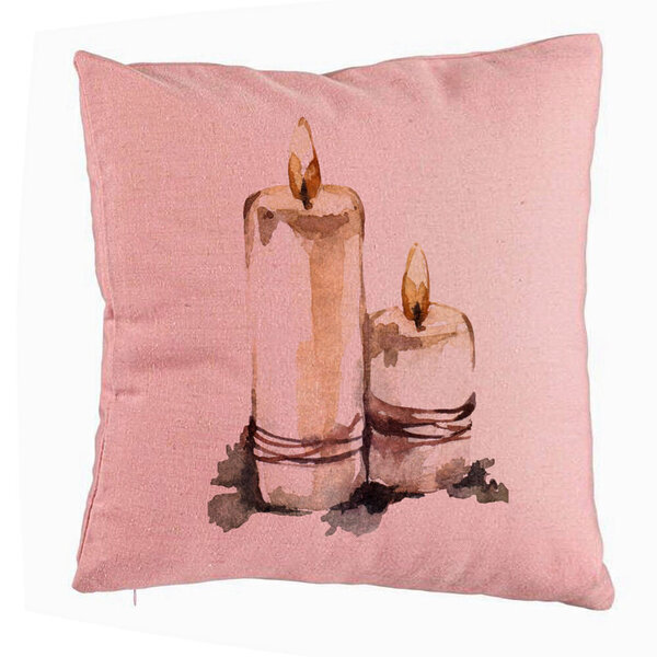 Perna Decorativa cu tematica de Craciun, Lumanari 1, 40x40 cm, Roz, Husa Detasabila, Burduf 5 Perna Decorativa cu tematica de Craciun