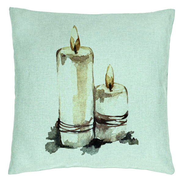 Perna Decorativa cu tematica de Craciun, Lumanari 1, 40x40 cm, Verde Menta, Husa Detasabila, Burduf 15 Perna Decorativa cu tematica de Craciun