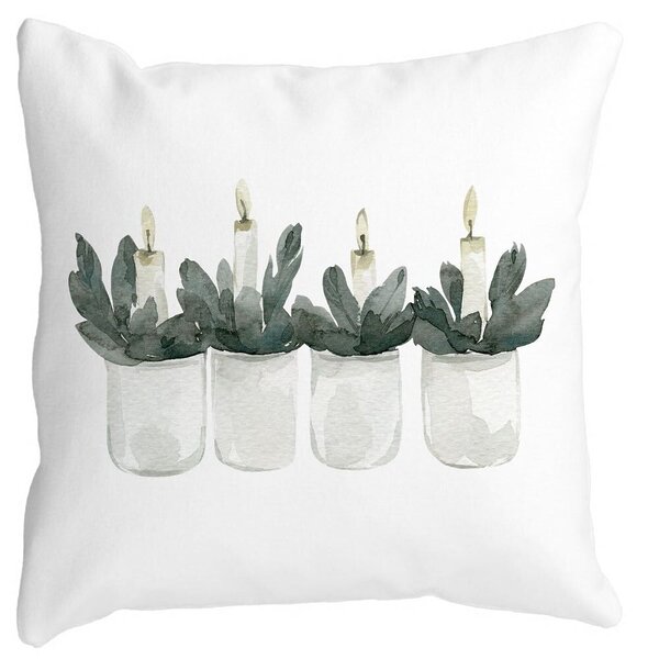 Perna Decorativa cu tematica de Craciun, Lumanari 2, 40x40 cm, Alba, Mata, Husa Detasabila, Burduf 11 Perna Decorativa cu tematica de Craciun