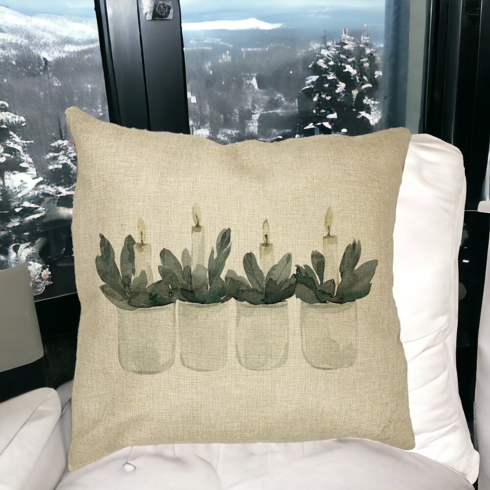 Perna Decorativa cu tematica de Craciun, Lumanari 2, 40x40 cm, Husa Detasabila, Burduf 15 Burduf