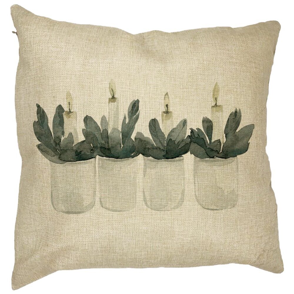 Perna Decorativa cu tematica de Craciun, Lumanari 2, 40x40 cm, Husa Detasabila, Burduf 13 Perna Decorativa cu tematica de Craciun
