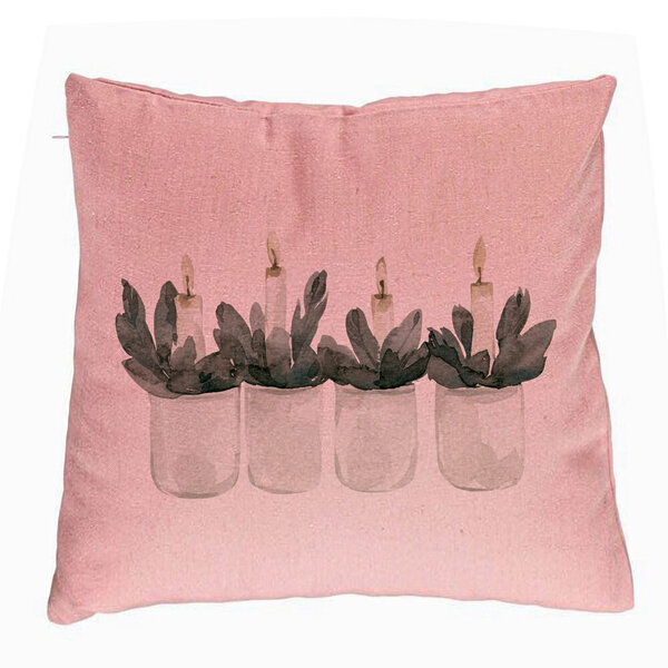Perna Decorativa cu tematica de Craciun, Lumanari 2, 40x40 cm, Roz, Husa Detasabila, Burduf 5 Perna Decorativa cu tematica de Craciun