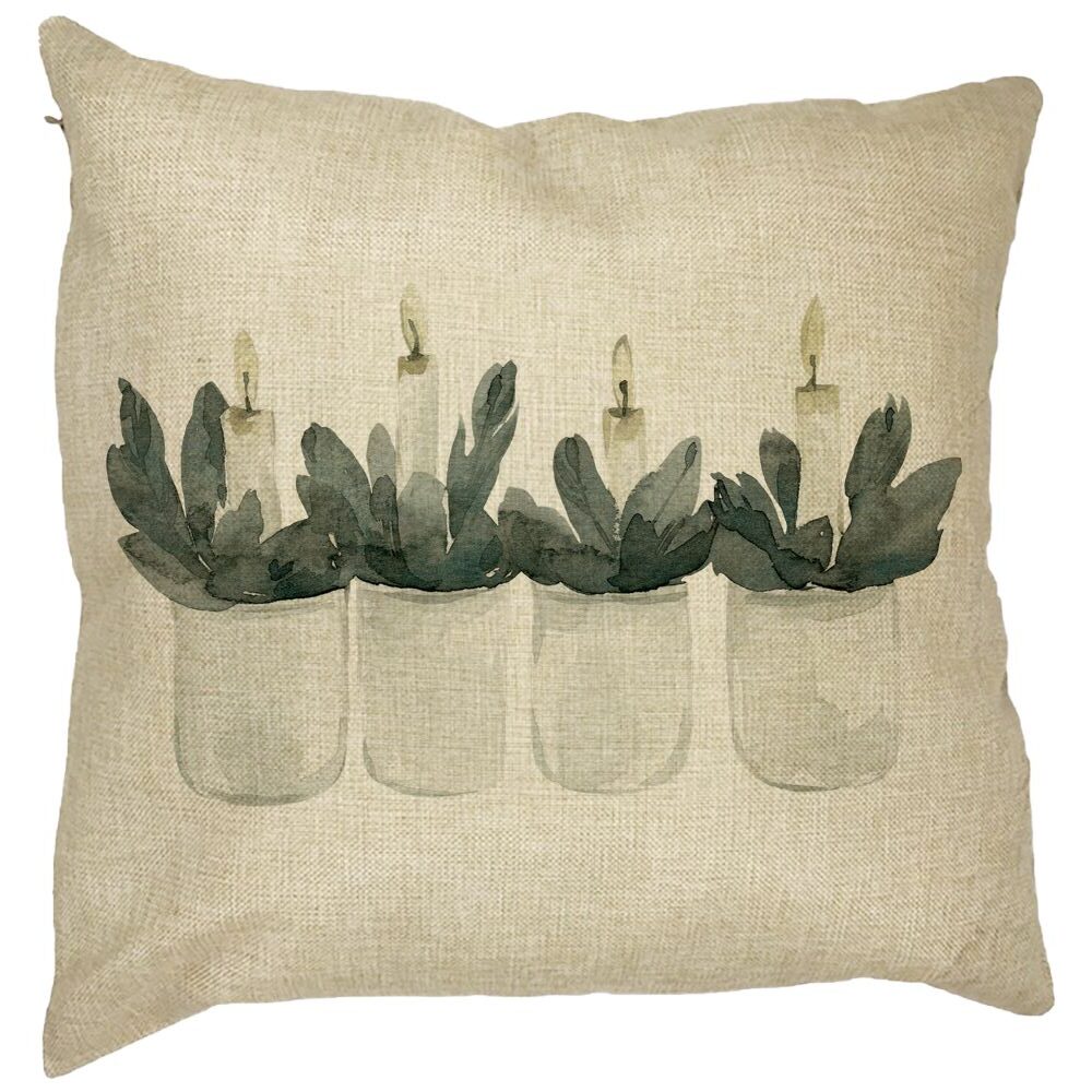 Perna Decorativa cu tematica de Craciun, Lumanari, 3, 40x40 cm, Husa Detasabila, Burduf 23 Perna Decorativa cu tematica de Craciun