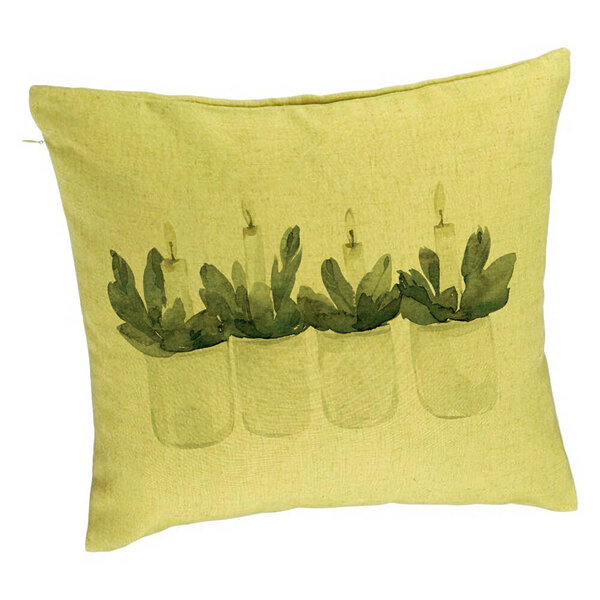 Perna Decorativa cu tematica de Craciun, Lumanari, 3, 40x40 cm, Verde, Husa Detasabila, Burduf 5 Perna Decorativa cu tematica de Craciun
