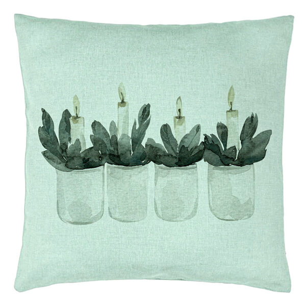 Perna Decorativa cu tematica de Craciun, Lumanari, 3, 40x40 cm, Verde Menta, Husa Detasabila, Burduf 15 Perna Decorativa cu tematica de Craciun