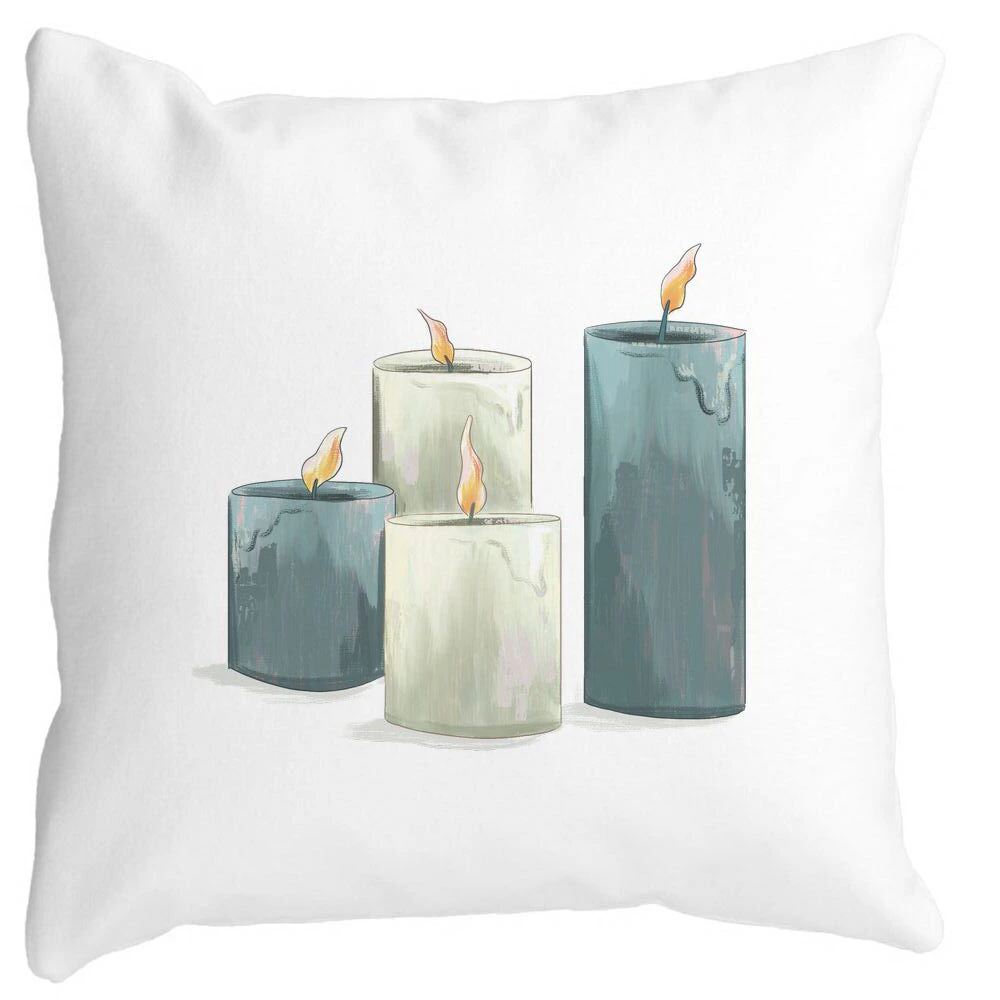 Perna Decorativa cu tematica de Craciun, Lumanari 4, 40x40 cm, Alba, Mata, Husa Detasabila, Burduf 11 Perna Decorativa cu tematica de Craciun