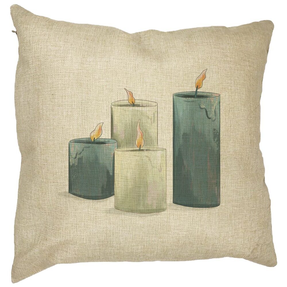 Perna Decorativa cu tematica de Craciun, Lumanari 4, 40x40 cm, Husa Detasabila, Burduf 21 Perna Decorativa cu tematica de Craciun