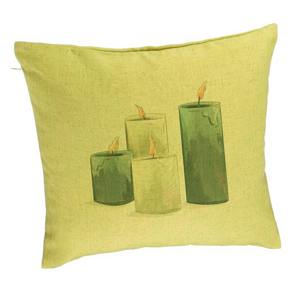 Perna Decorativa cu tematica de Craciun, Lumanari 4, 40x40 cm, Verde, Husa Detasabila, Burduf 5 Perna Decorativa cu tematica de Craciun