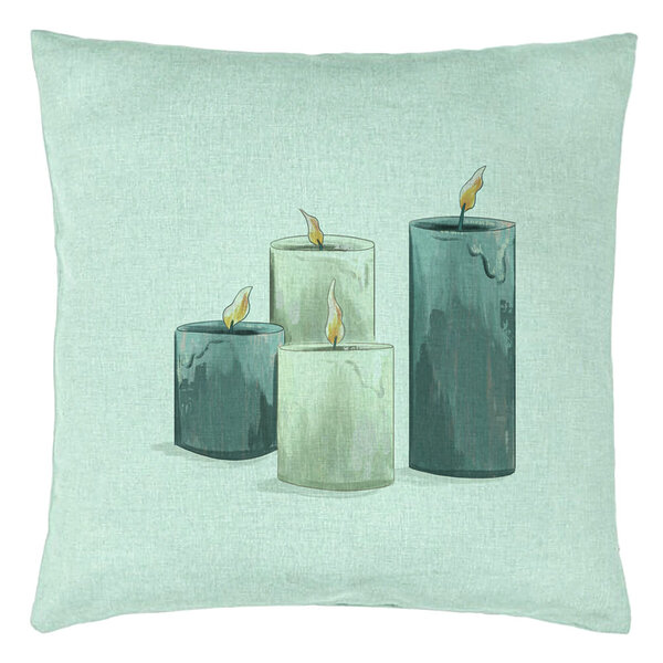Perna Decorativa cu tematica de Craciun, Lumanari 4, 40x40 cm, Verde Menta, Husa Detasabila, Burduf 15 Perna Decorativa cu tematica de Craciun