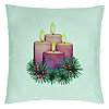 Perna Decorativa cu tematica de Craciun, Lumanari 5, 40x40 cm, Verde Menta, Husa Detasabila, Burduf 22 Perna Decorativa cu tematica de Craciun