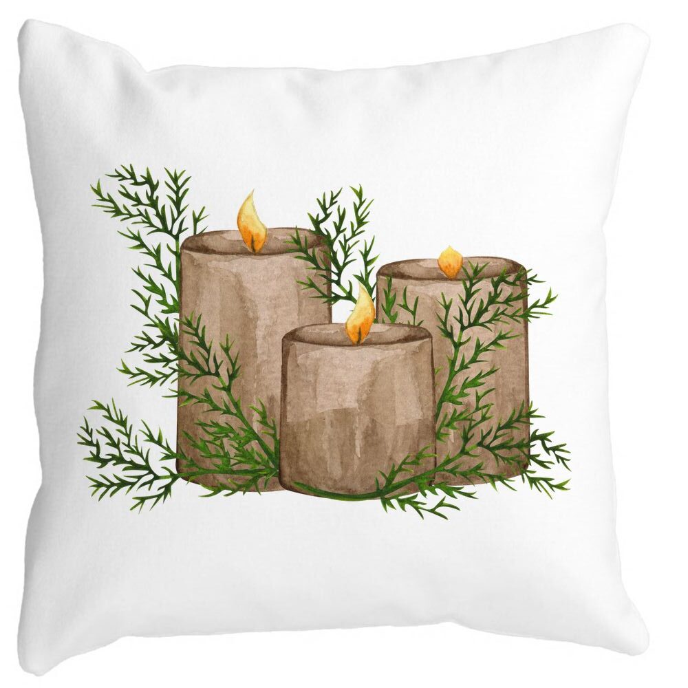 Perna Decorativa cu tematica de Craciun, Lumanari, 6, 40x40 cm, Alba, Mata, Husa Detasabila, Burduf 11 Perna Decorativa cu tematica de Craciun