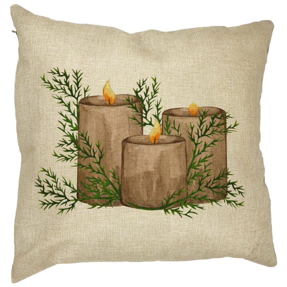 Perna Decorativa cu tematica de Craciun, Lumanari, 6, 40x40 cm, Husa Detasabila, Burduf 13 Perna Decorativa cu tematica de Craciun