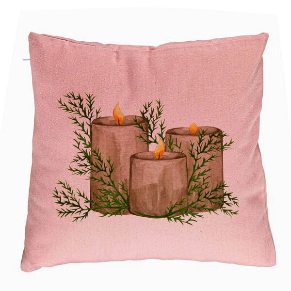 Perna Decorativa cu tematica de Craciun, Lumanari, 6, 40x40 cm, Roz, Husa Detasabila, Burduf 5 Perna Decorativa cu tematica de Craciun