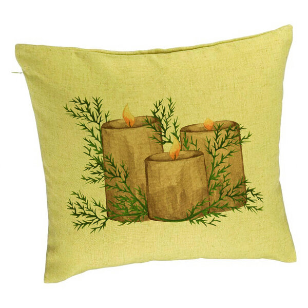 Perna Decorativa cu tematica de Craciun, Lumanari, 6, 40x40 cm, Verde, Husa Detasabila, Burduf 5 Perna Decorativa cu tematica de Craciun