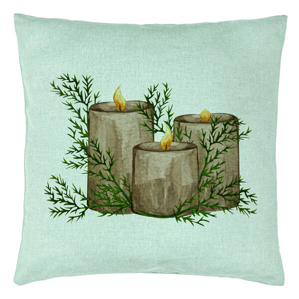 Perna Decorativa cu tematica de Craciun, Lumanari, 6, 40x40 cm, Verde Menta, Husa Detasabila, Burduf 15 Perna Decorativa cu tematica de Craciun