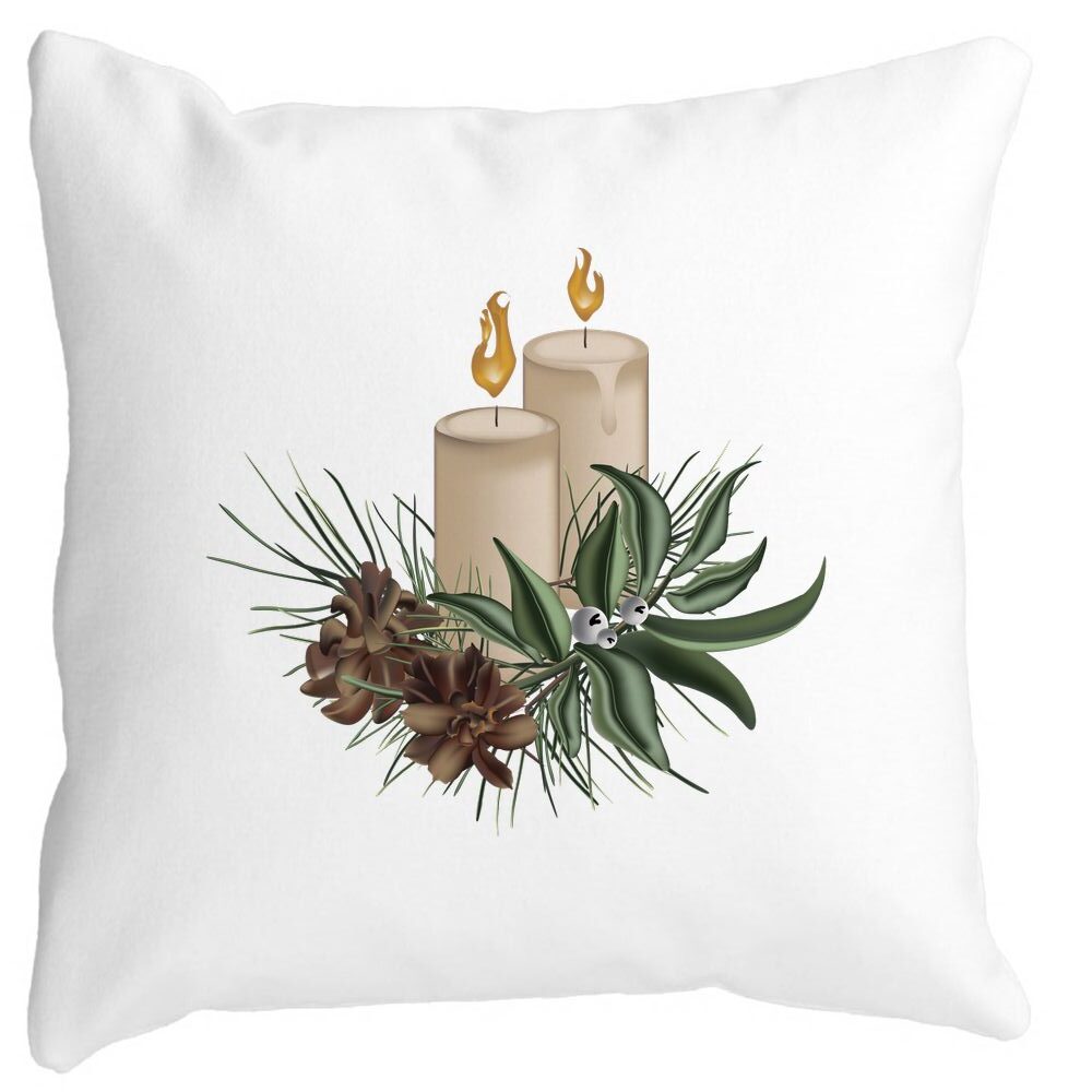 Perna Decorativa cu tematica de Craciun, Lumanari, 8, 40x40 cm, Alba, Mata, Husa Detasabila, Burduf 13 Perna Decorativa cu tematica de Craciun