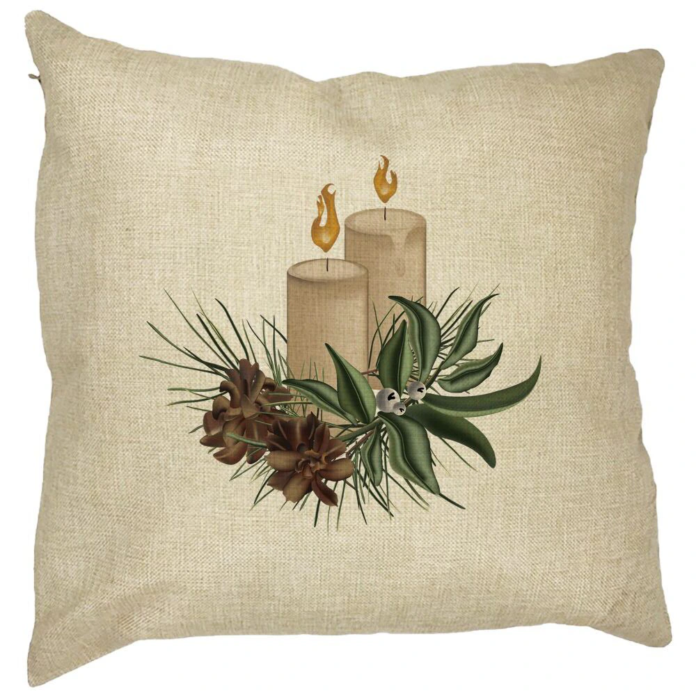 Perna Decorativa cu tematica de Craciun, Lumanari, 8, 40x40 cm, Husa Detasabila, Burduf 13 Perna Decorativa cu tematica de Craciun