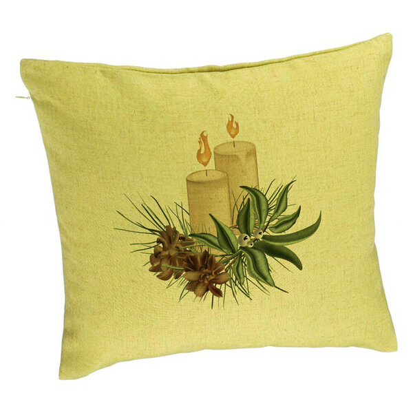 Perna Decorativa cu tematica de Craciun, Lumanari, 8, 40x40 cm, Verde, Husa Detasabila, Burduf 5 Perna Decorativa cu tematica de Craciun