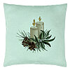 Perna Decorativa cu tematica de Craciun, Lumanari, 8, 40x40 cm, Verde Menta, Husa Detasabila, Burduf 22 Perna Decorativa cu tematica de Craciun