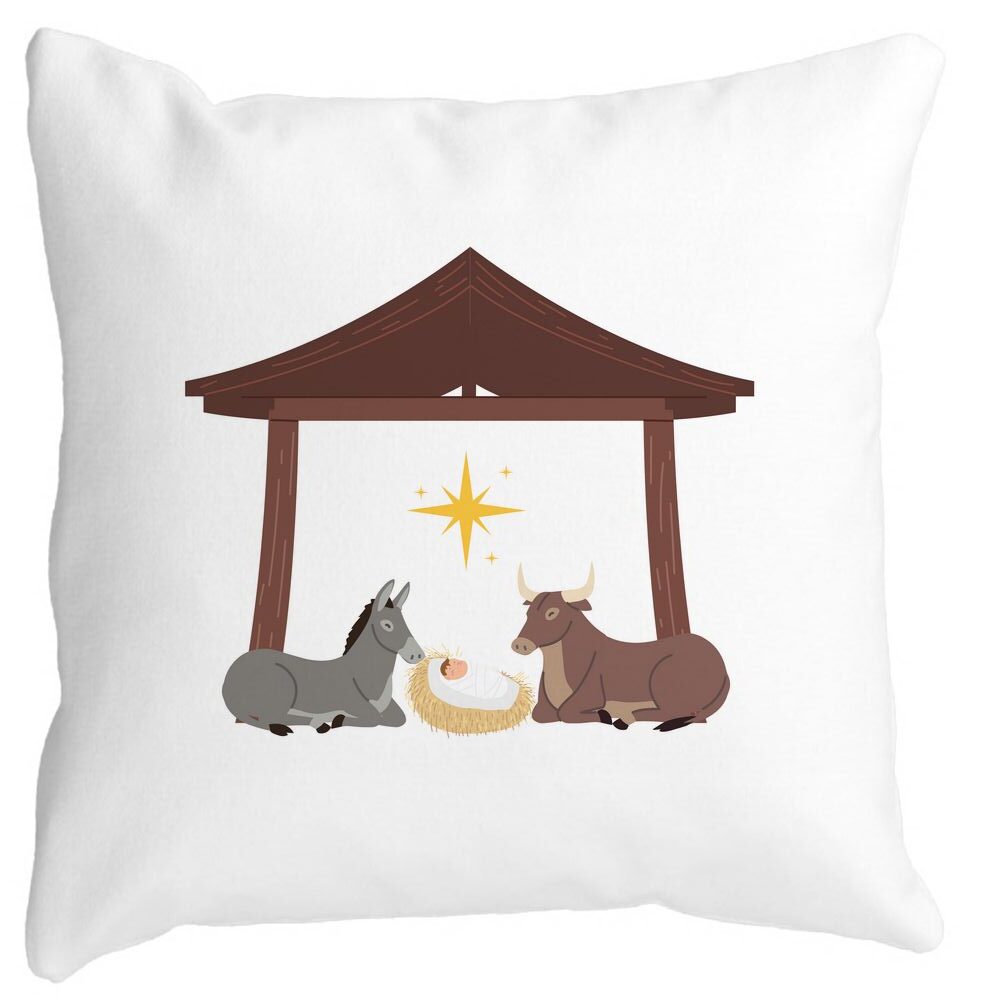 Perna Decorativa cu tematica de Craciun, Nasterea Sperantei, 40x40 cm, Alba, Mata, Husa Detasabila, Burduf 3 Perna Decorativa cu tematica de Craciun