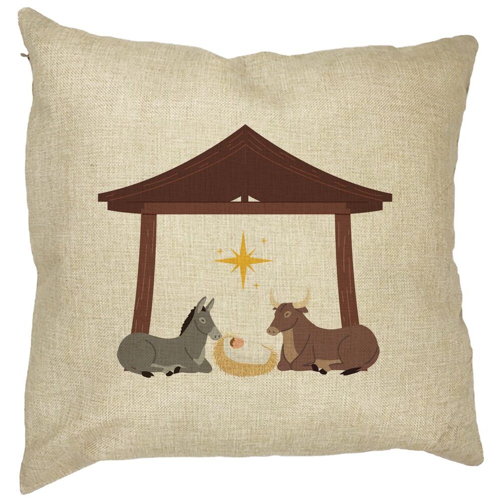 Perna Decorativa cu tematica de Craciun, Nasterea Sperantei, 40x40 cm, Husa Detasabila, Burduf 11 Perna Decorativa cu tematica de Craciun